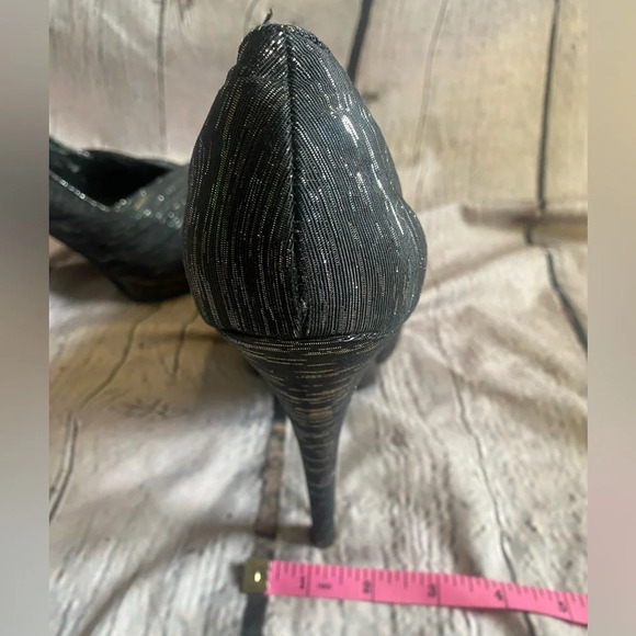 Women’s Aldo Disco Diva Black Silver Metallic Peep Toe Platform Heels‎ 40 Size 9 - Picture 9 of 14
